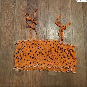 Misha & Puff Orange with Navy Polka Dot Top